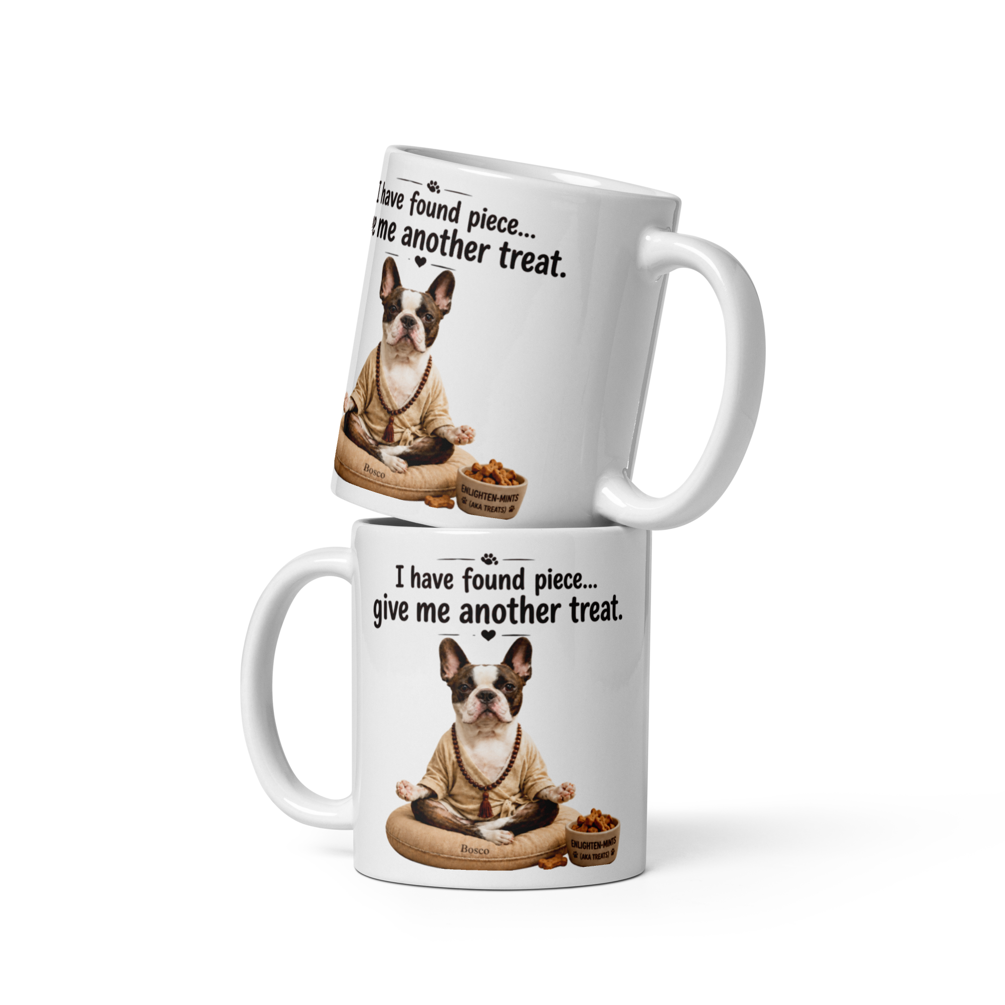 Zen "Enlighten-Mints" Meditating Boston Terrier Ceramic Coffee Mug