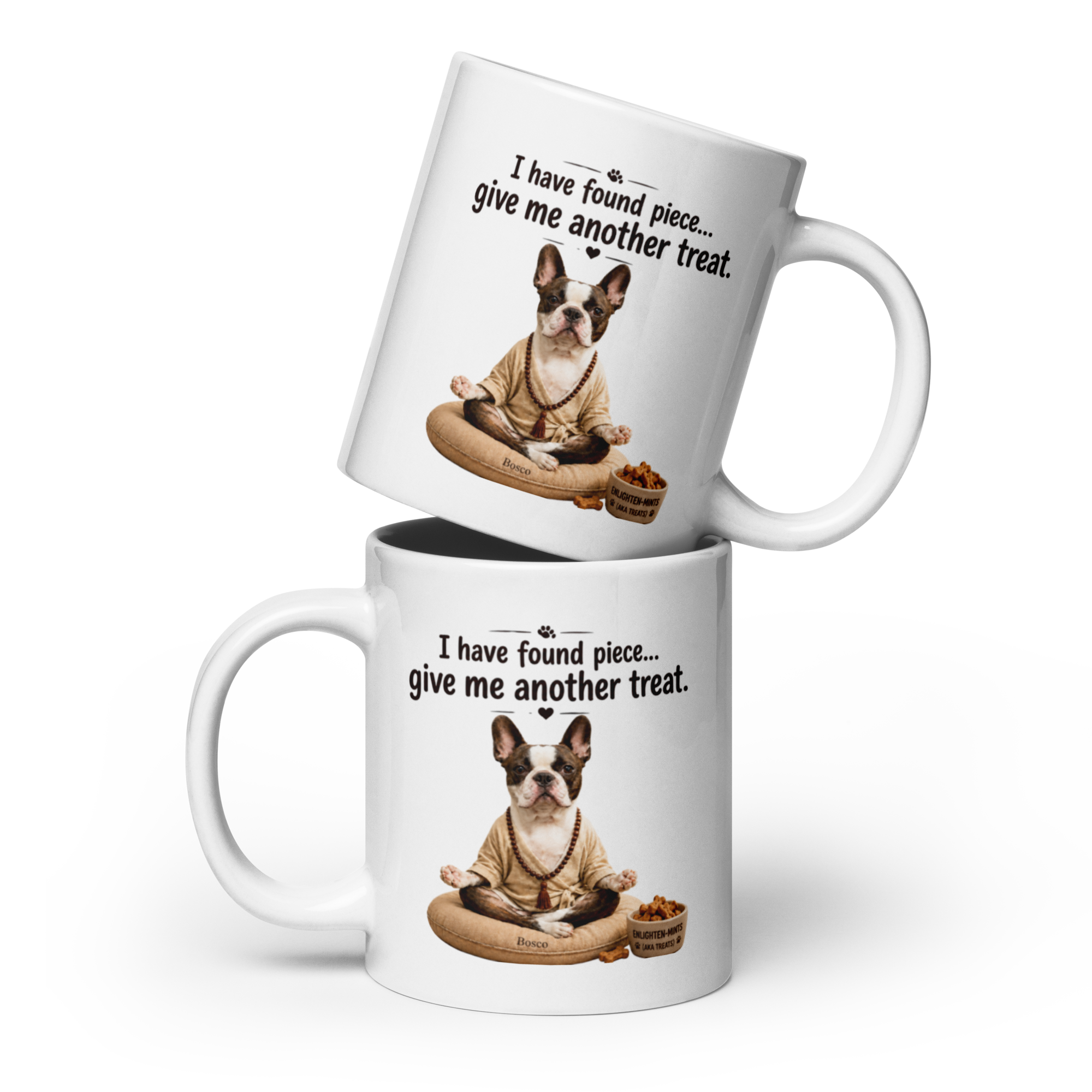 Zen "Enlighten-Mints" Meditating Boston Terrier Ceramic Coffee Mug